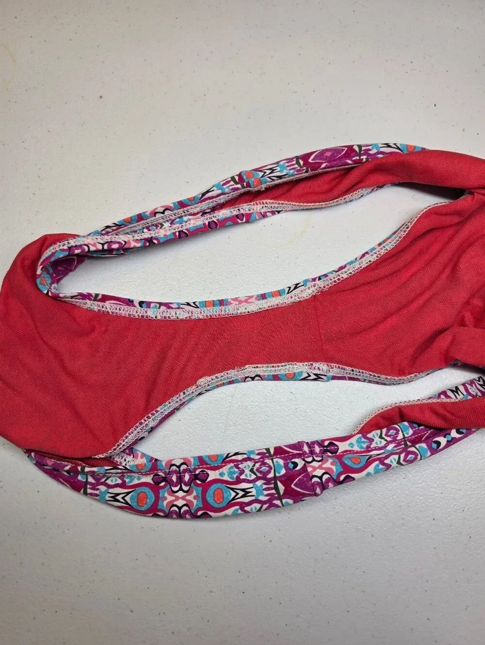 Title Nine Pink Patterned V-Neck Bikini Top and Bottoms Set Women's Swimsuit